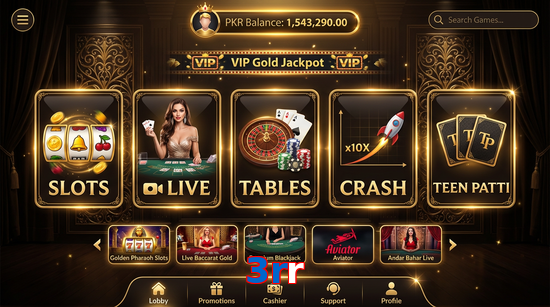 Main screen of 3Rr casino page for PK players